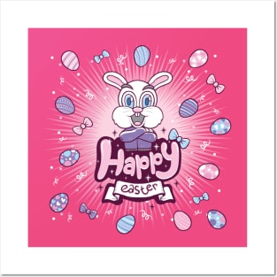 rabbit greeting happy easter Posters and Art